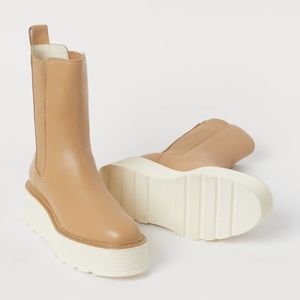 H&M Leather Platform Chelsea Boot